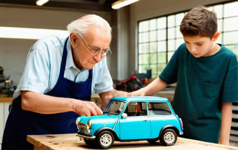 미니카 동호회 가입 장점 - **Image Prompt 1: Intergenerational Mentorship at a Mini-Car Workshop**
    "A cozy, brightly lit mi...