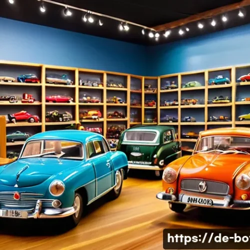 미니카 완구점 추천 - A cozy, traditional German toy store interior filled with shelves of highly detailed miniature cars,...