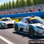 Home 21 미니카 레이싱 대회 우승 전략 - A highly detailed scene of a competitive minicar race on a tight, curvy German racetrack. The image ...